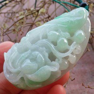 Certified Natural Myanmar A Jade jadeite Phoenix Rose Flower Pendant Necklace